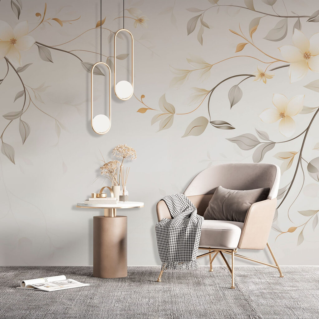 White and brown floral design