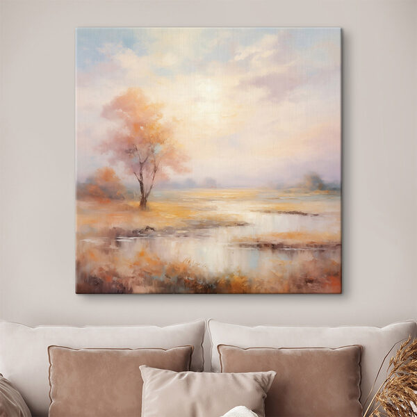 Painting of a tree in a marsh