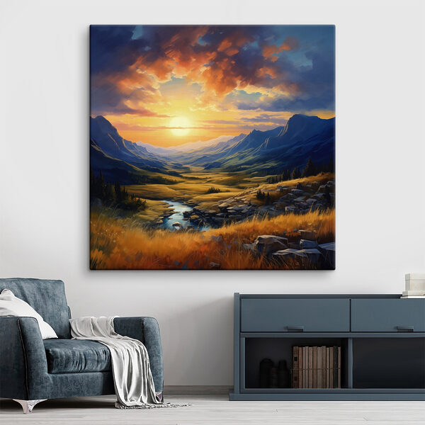 Landscape with a river and mountains