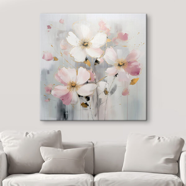 Quadri Dipinto di fiori su sfondo grigio (COD: s43380) Quadri Quadri Dipinto di fiori su sfondo grigio (COD: s43380)