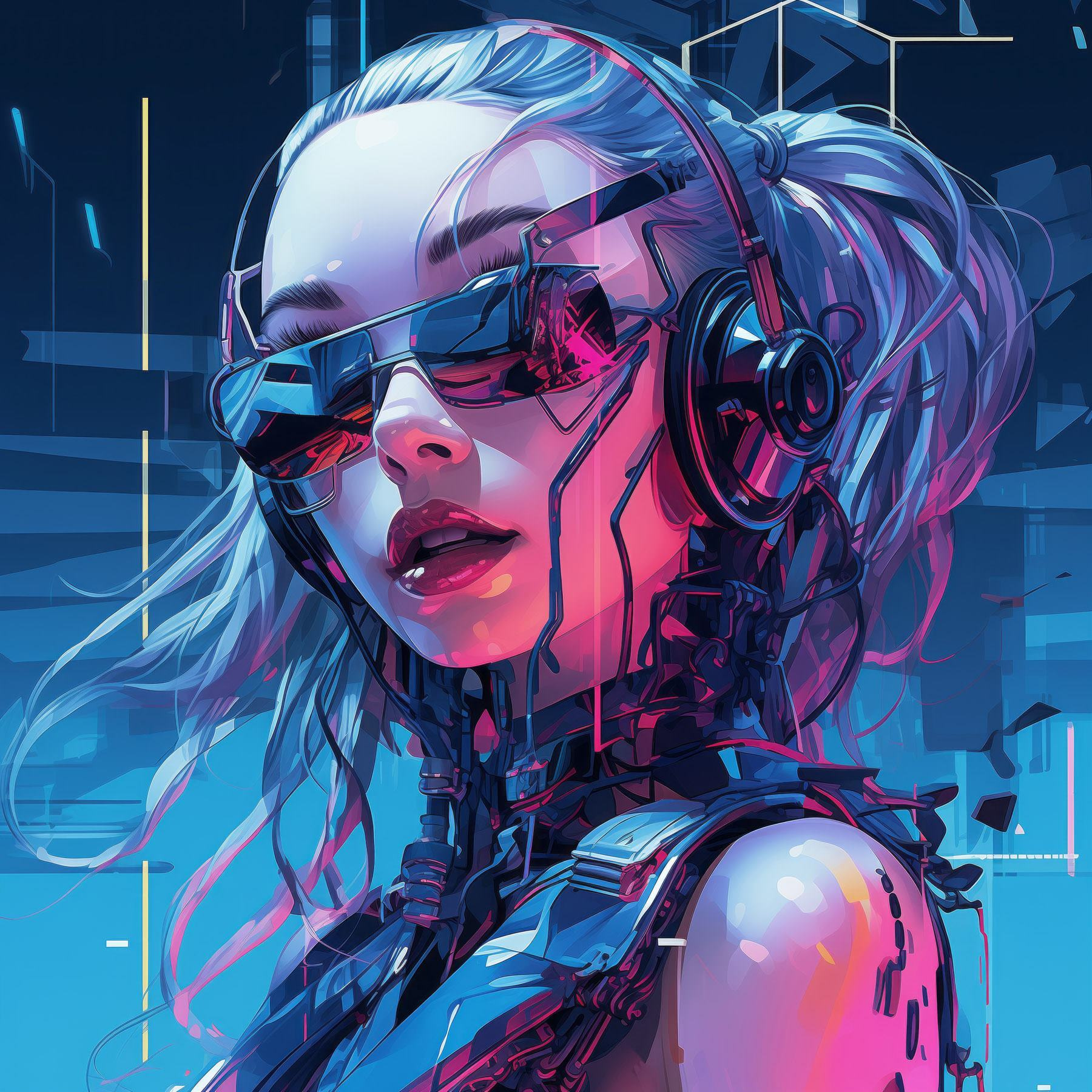 Woman wearing headphones and sunglasses Woman wearing headphones and sunglasses