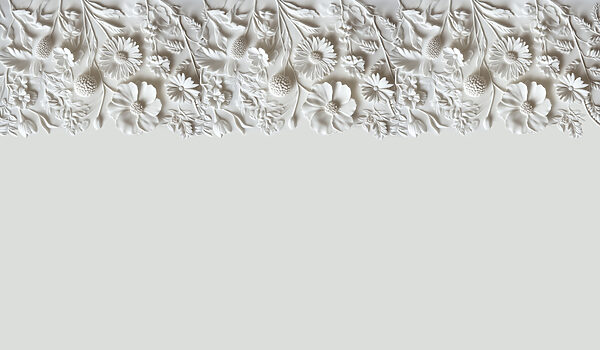Disegno floreale bianco su una parete Disegno floreale bianco su una parete