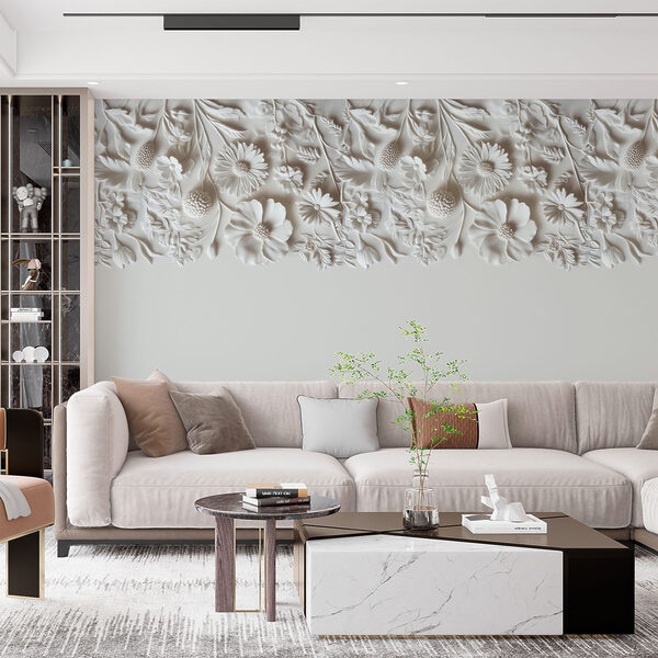 Disegno floreale bianco su una parete Disegno floreale bianco su una parete
