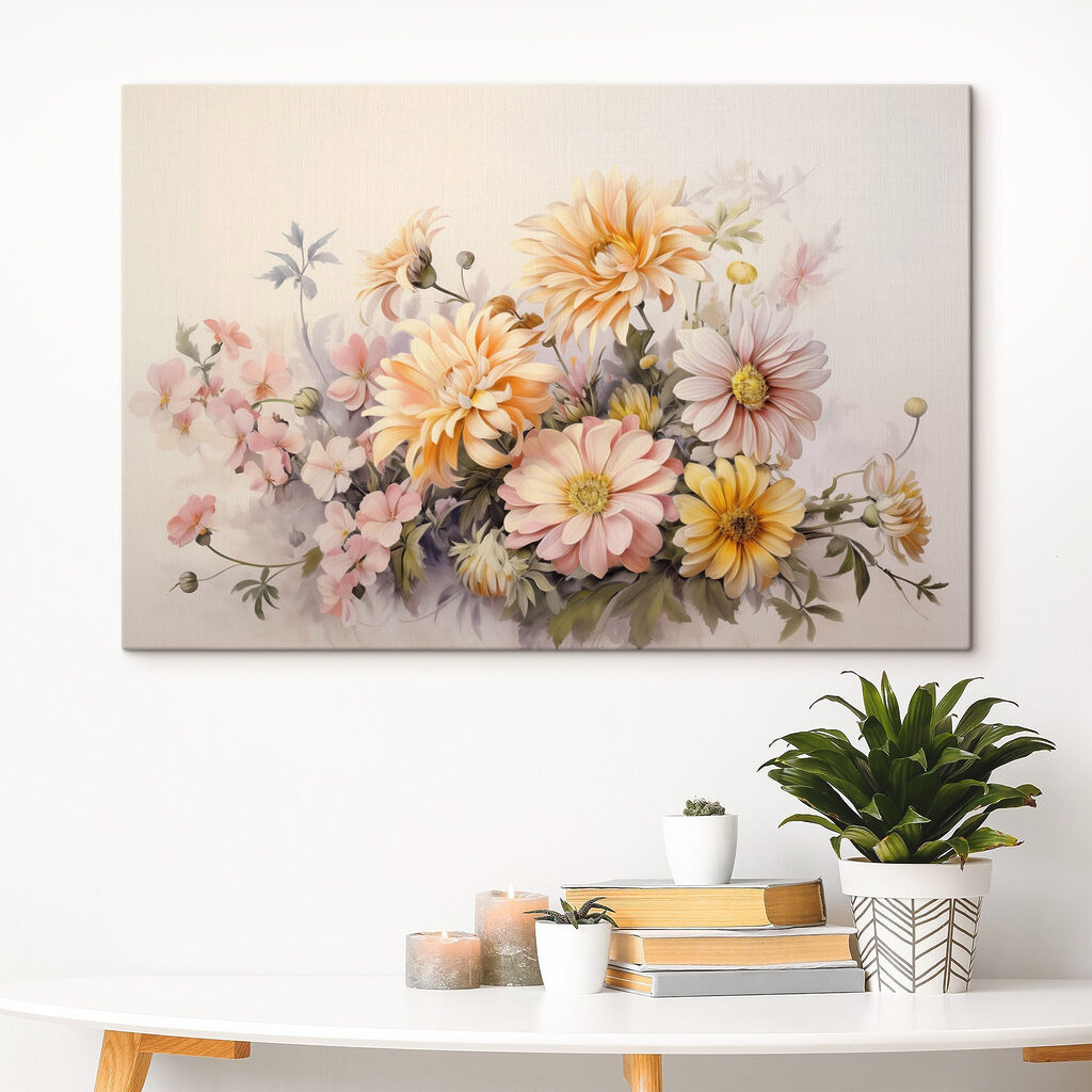 Painting of flowers on a white background Painting of flowers on a white background