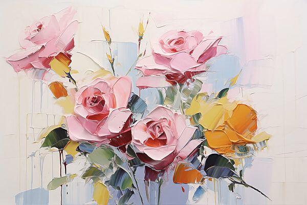 Painting of flowers on a white background Painting of flowers on a white background