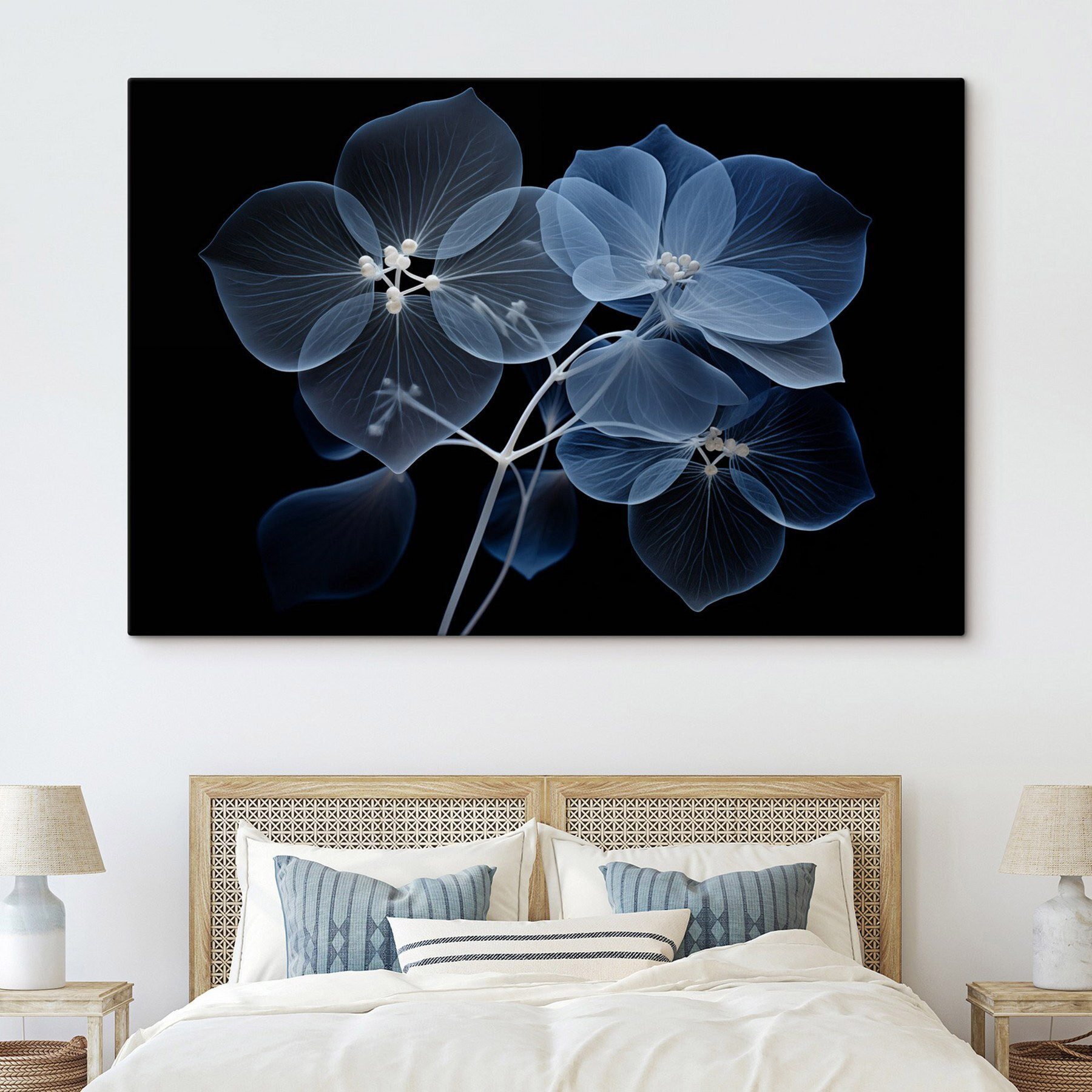 Translucent flowers on a dark background