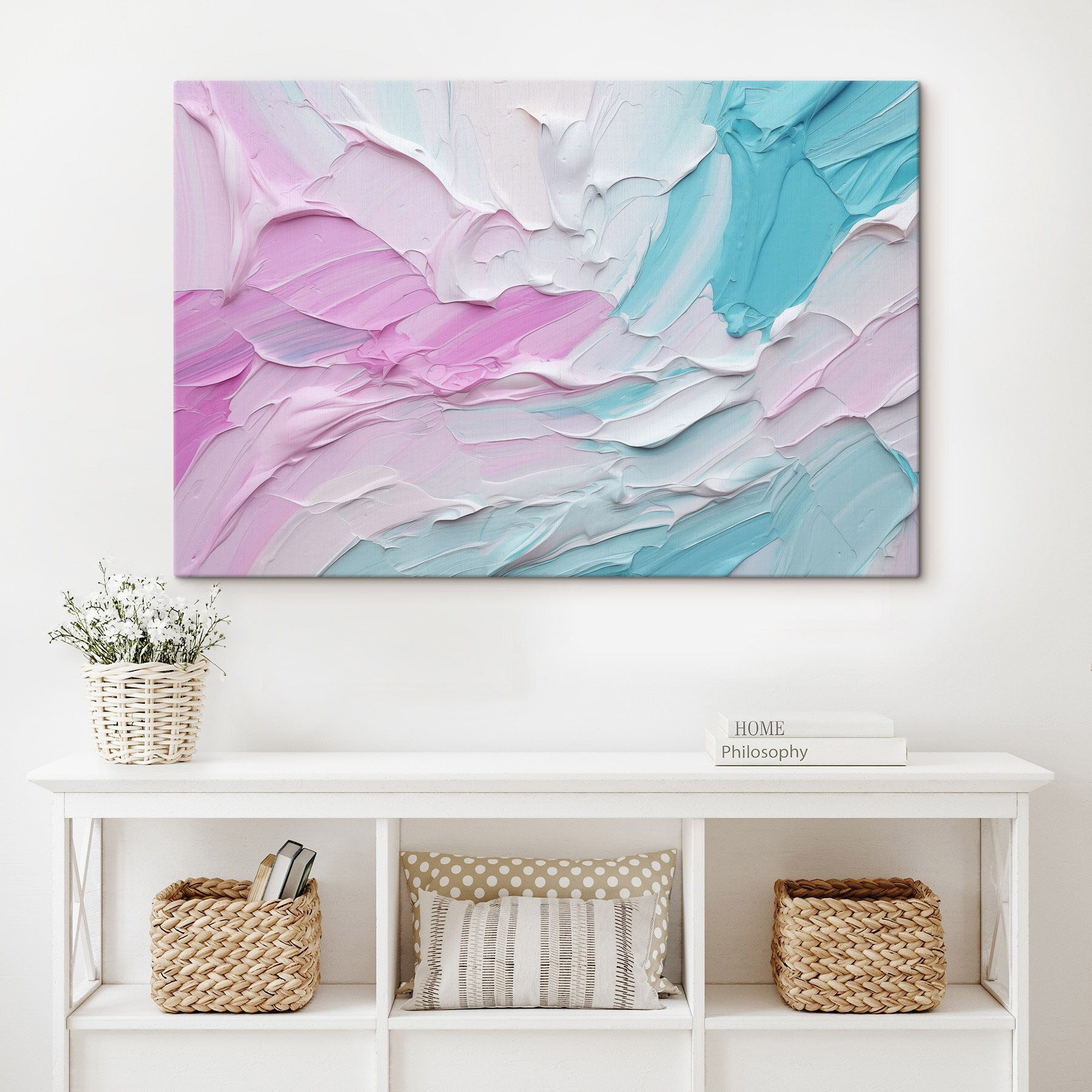 Soft hues blend in gentle waves Soft hues blend in gentle waves