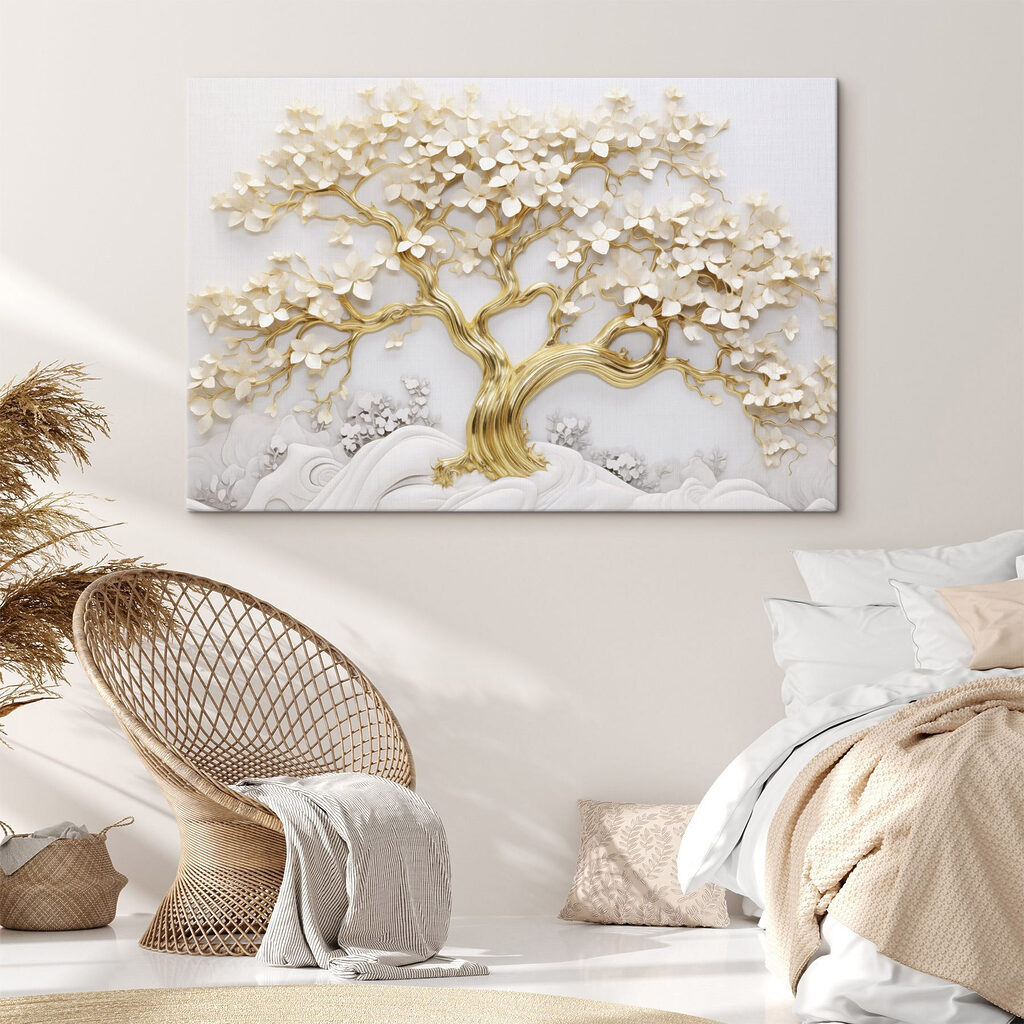 Tree with white leaves and flowers Tree with white leaves and flowers