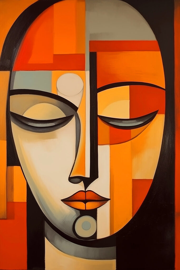 Painting of a woman's face Painting of a woman's face