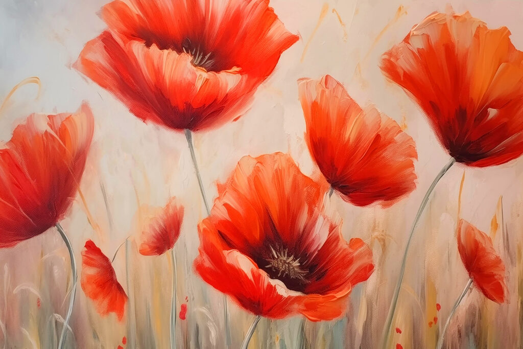 Painting of red flowers Painting of red flowers