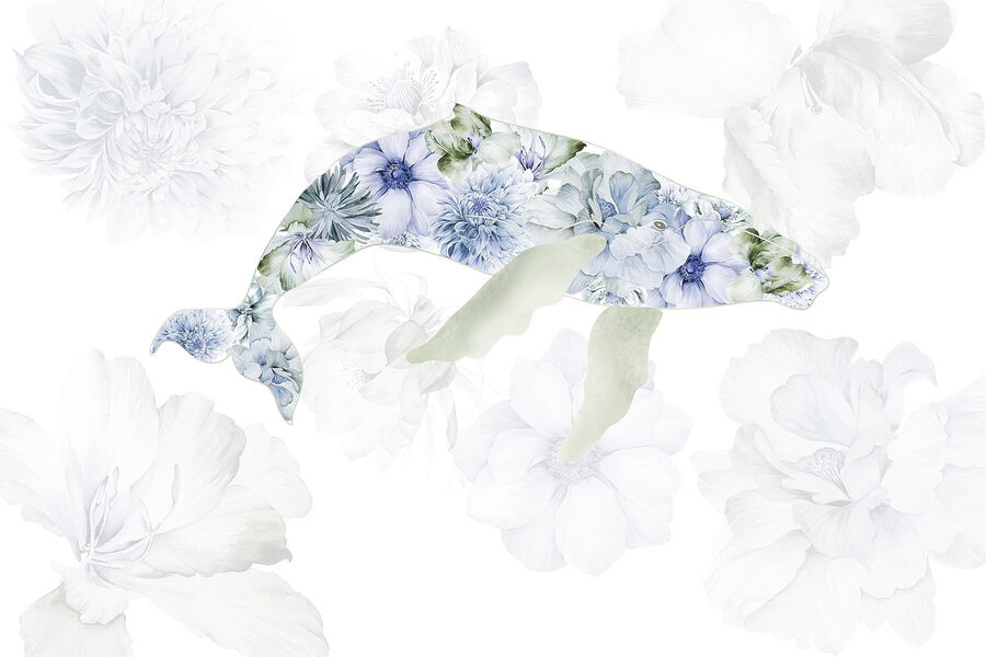 Balena con fiori Balena con fiori