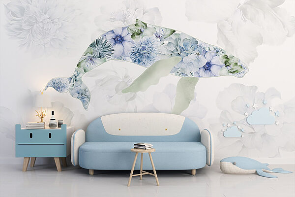 Balena con fiori Balena con fiori