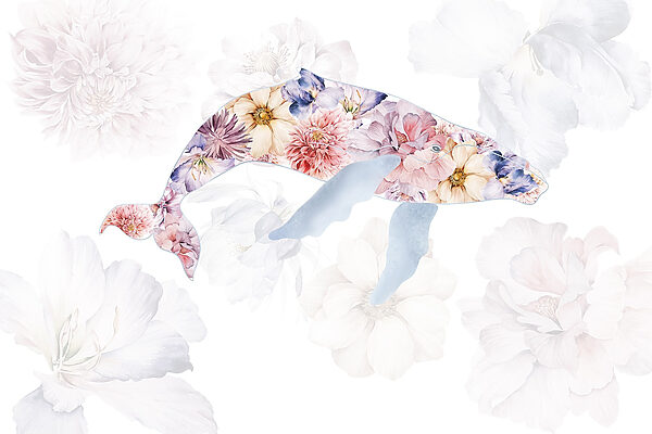 Dolphin with flowers on it