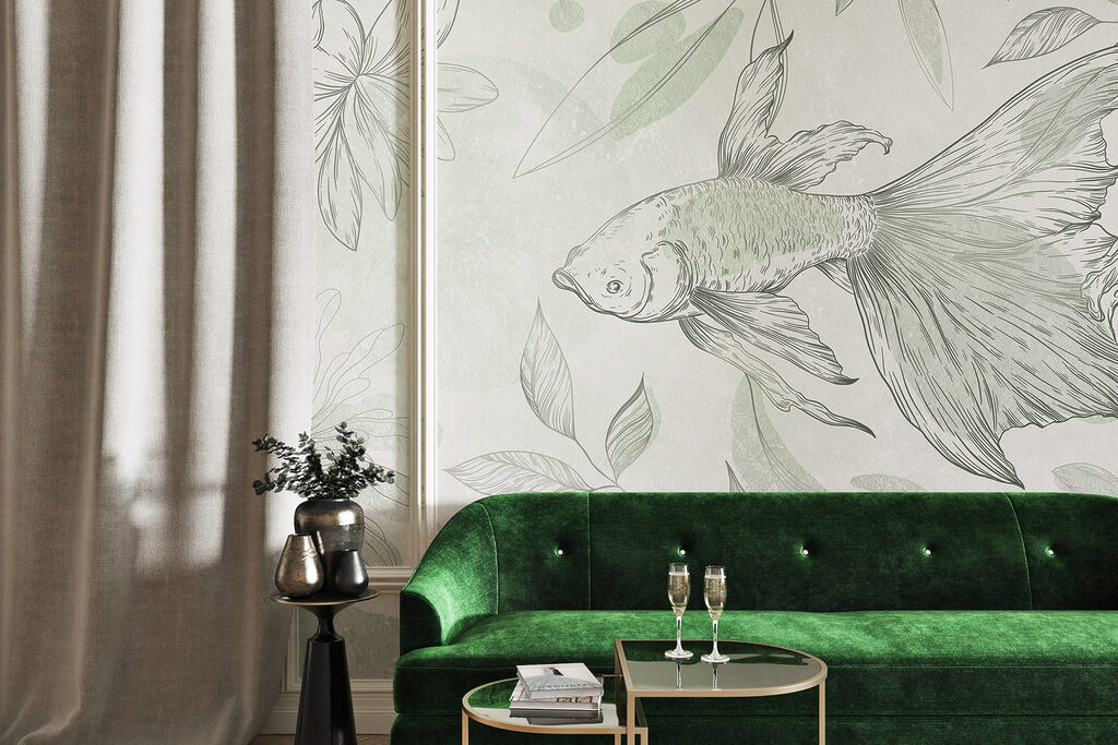 Fish and plants on a wall