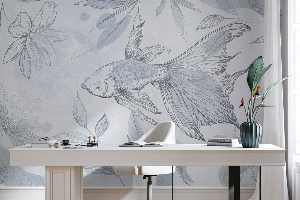 Drawing of a fish and plants