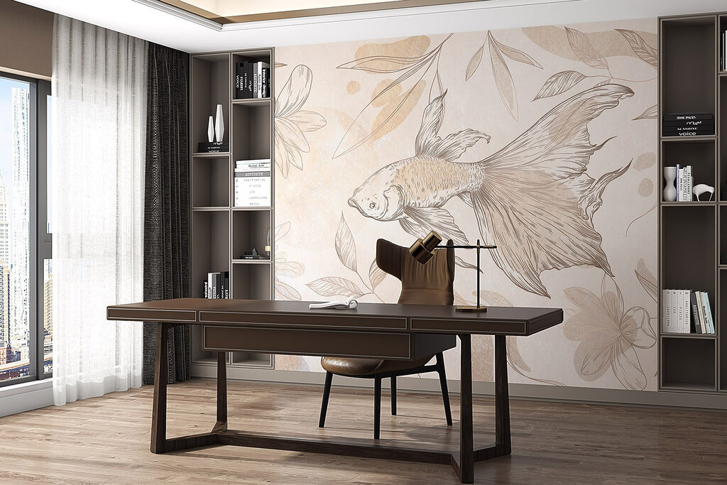 Elegant fish among floral designs