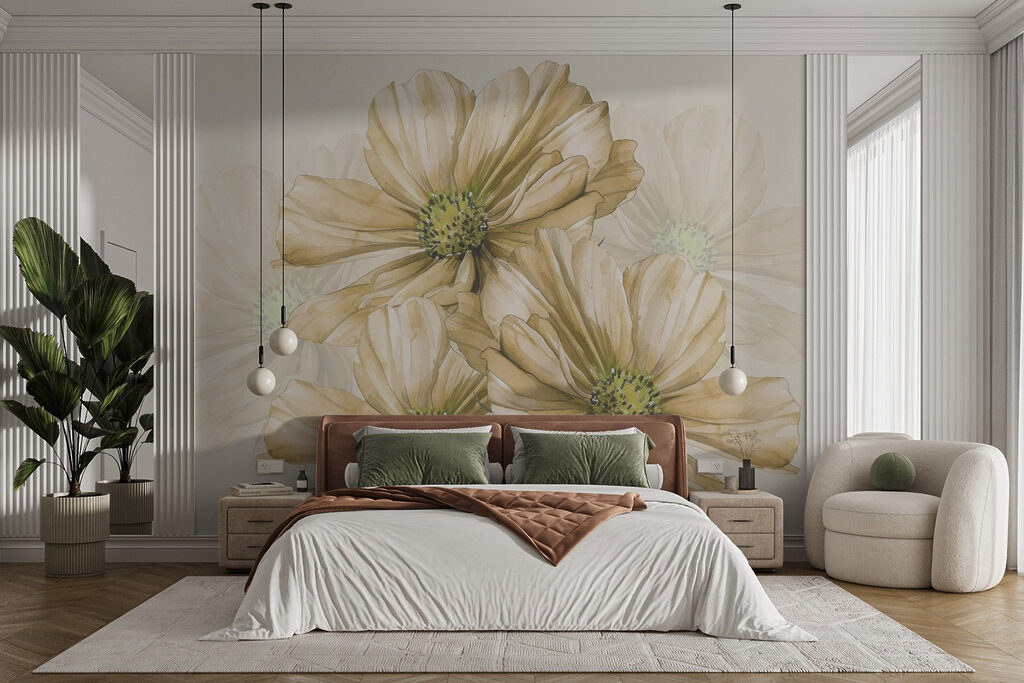 Group of flowers with green center