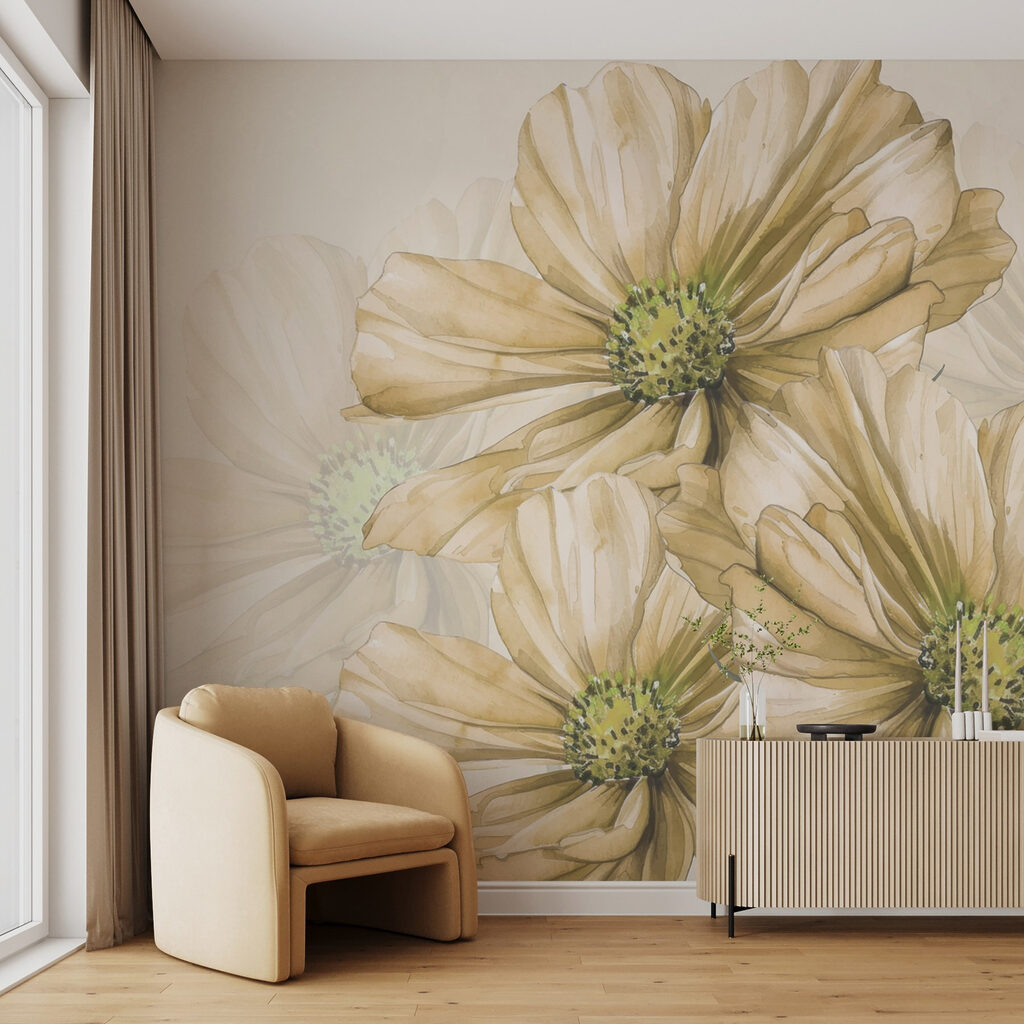 Group of flowers with green center