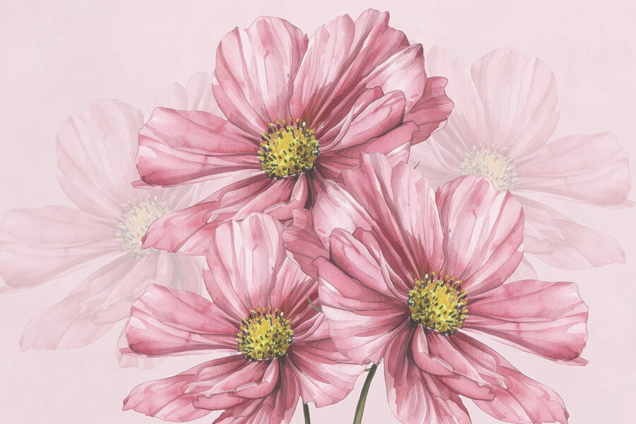 Carta da parati Gruppo di fiori rosa - immagine 3