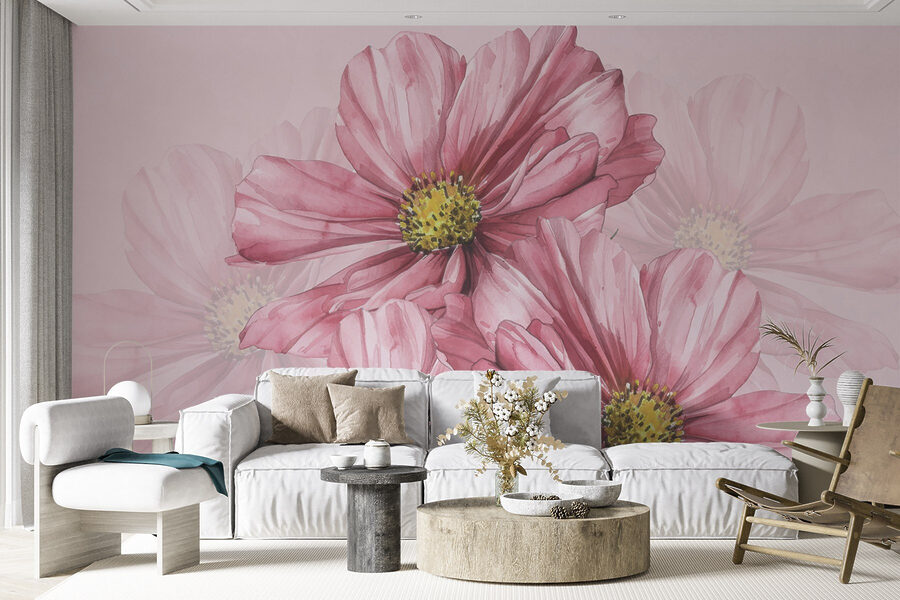 Carta da parati Gruppo di fiori rosa - immagine 2