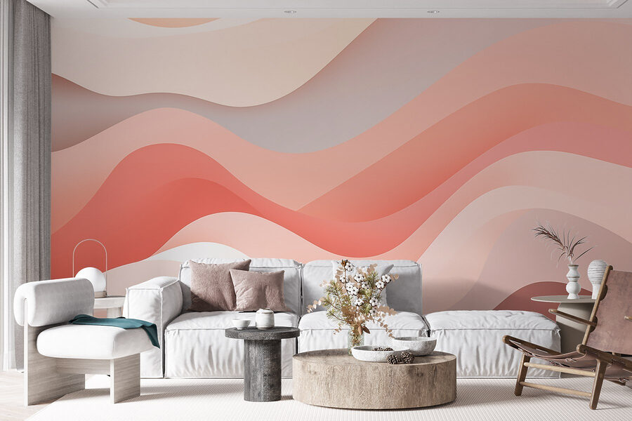 Linee ondulate bianche e rosa