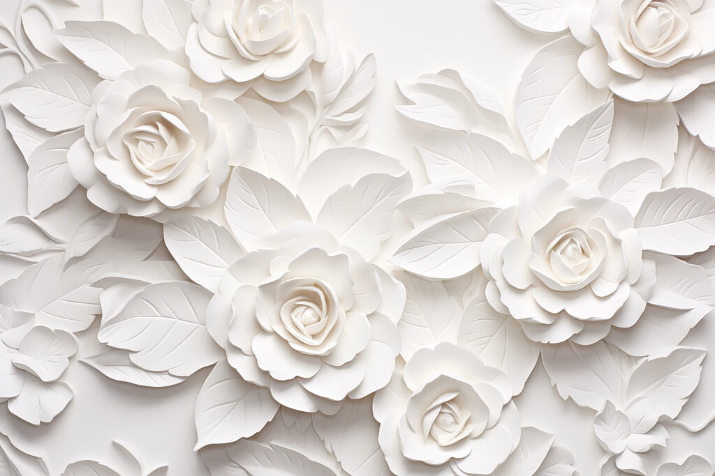 Fiori e foglie di carta bianca Fiori e foglie di carta bianca