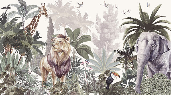 Wallpaper with animals and birds Wallpaper with animals and birds