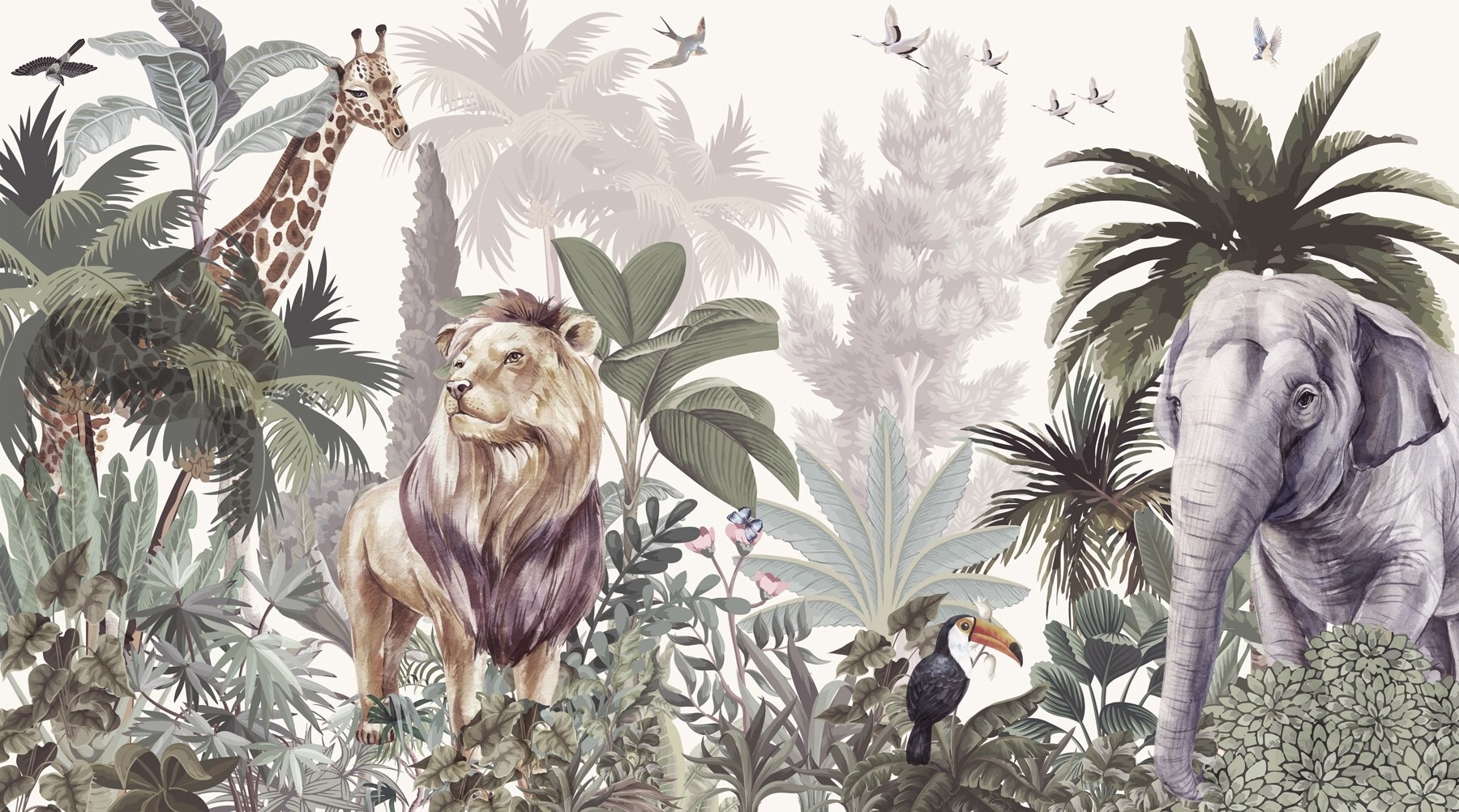 Wallpaper with animals and birds Wallpaper with animals and birds