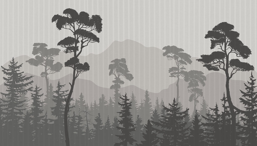 Paesaggio di alberi e montagne Paesaggio di alberi e montagne