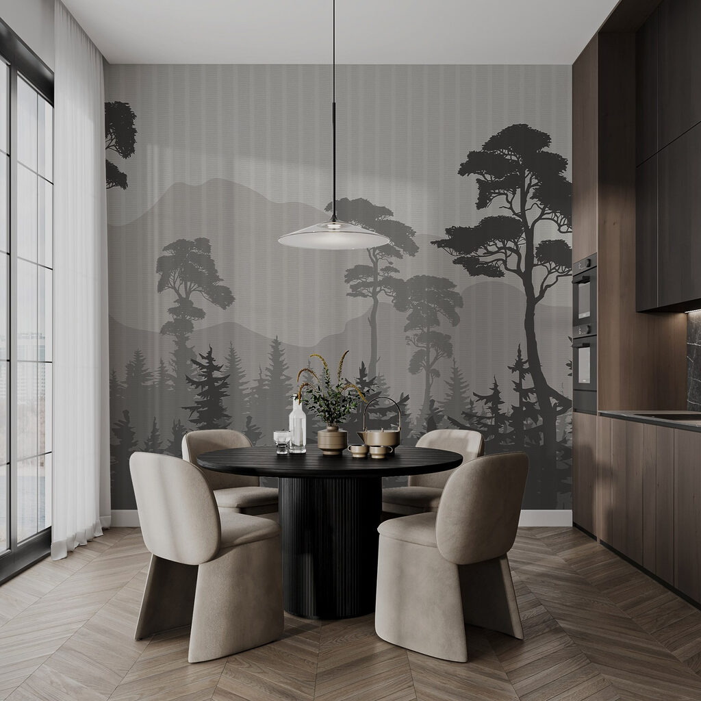 Landscape of trees and mountains Landscape of trees and mountains