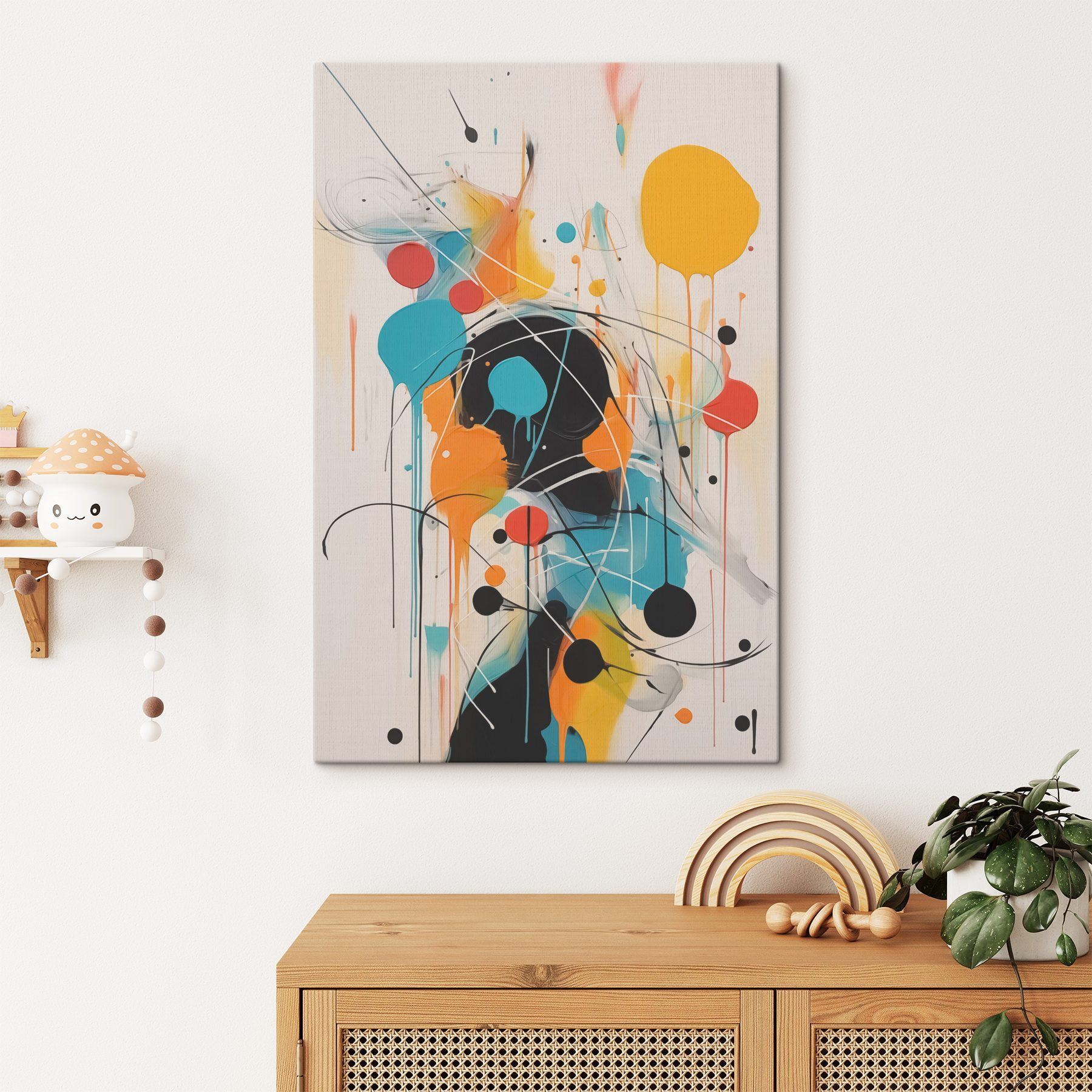 Painting of colorful circles and lines Painting of colorful circles and lines