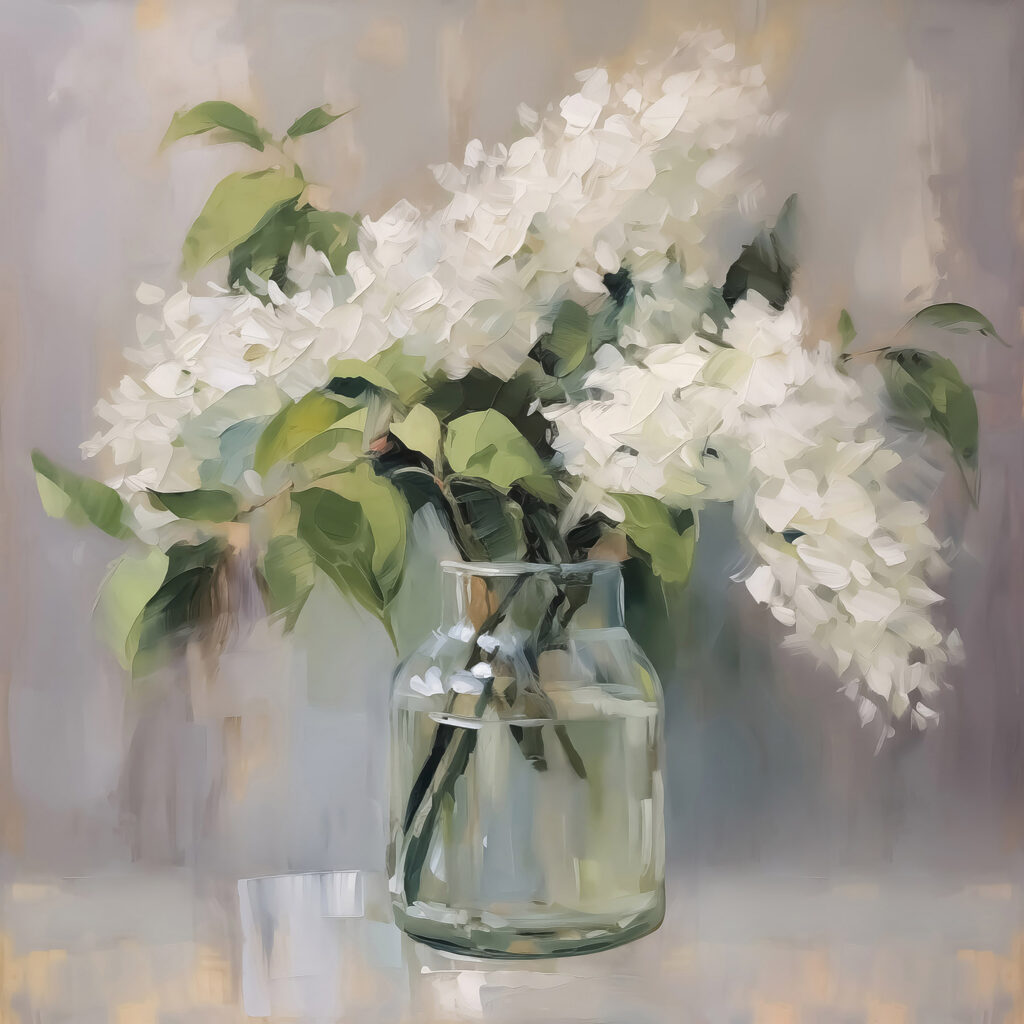 s43439p 1024x1024 - Dipinto raffigurante un mazzo di fiori bianchi in un vaso di vetro - tegory