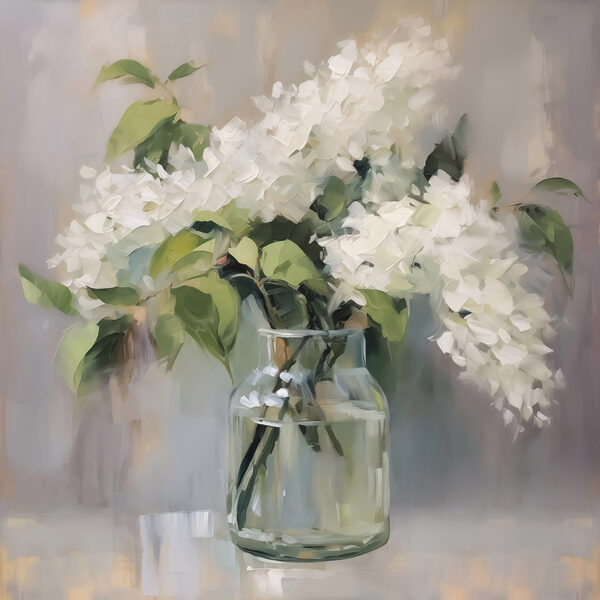 s43439p 600x600 - Dipinto raffigurante un mazzo di fiori bianchi in un vaso di vetro - tegory