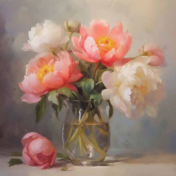 Painting of flowers in a vase