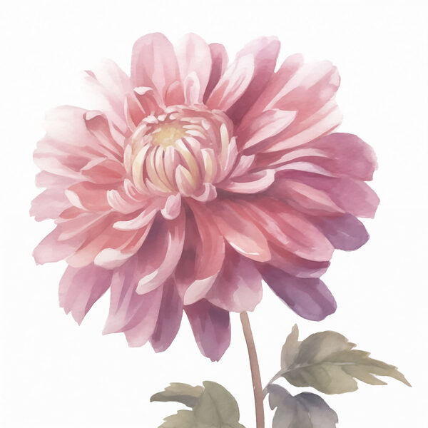 Pink flower with green leaves