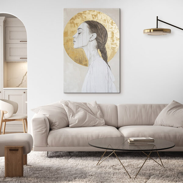 Quadri Quadri Un profilo elegante su uno sfondo circolare (COD: s43504)