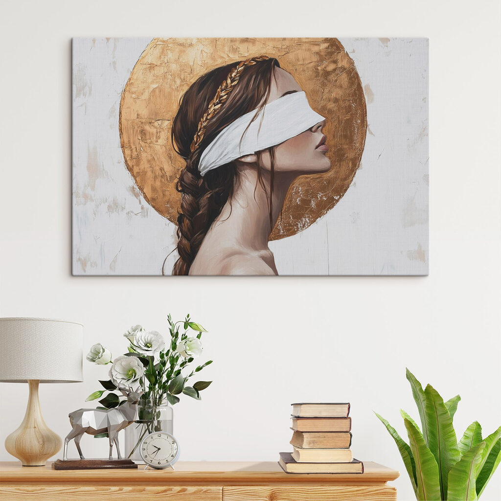 Painting of a woman with a blindfold