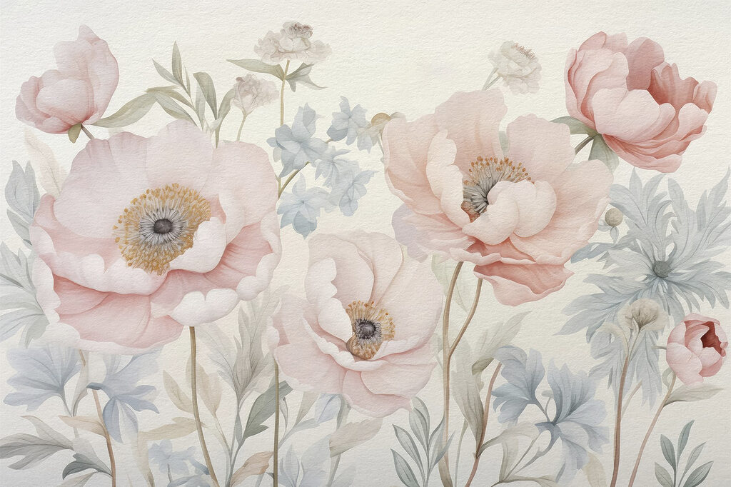 Pittura di fiori su una parete Pittura di fiori su una parete
