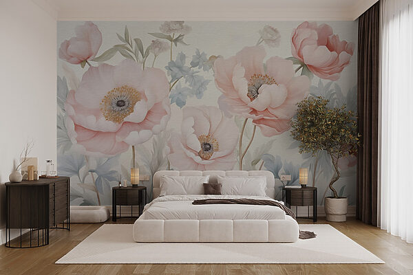 Pittura di fiori su una parete Pittura di fiori su una parete