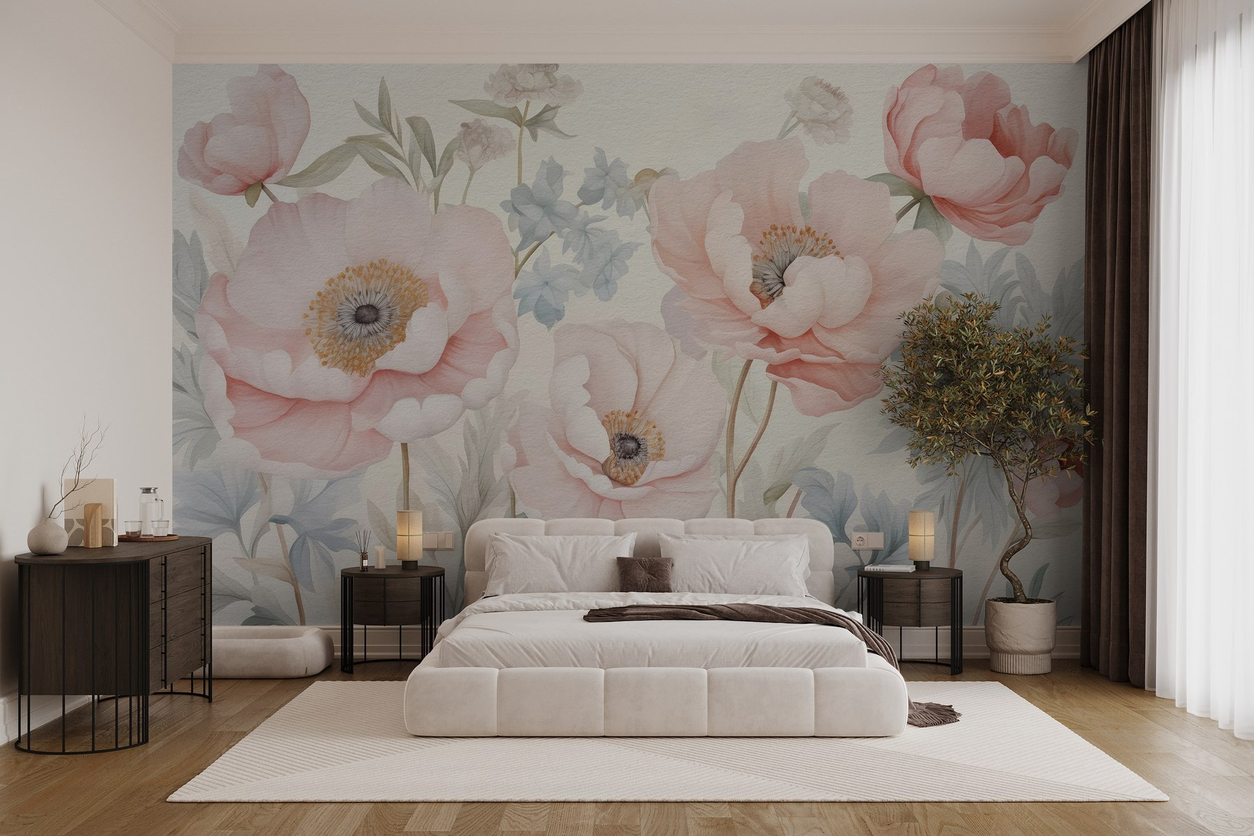 Painting of flowers on a wall Painting of flowers on a wall