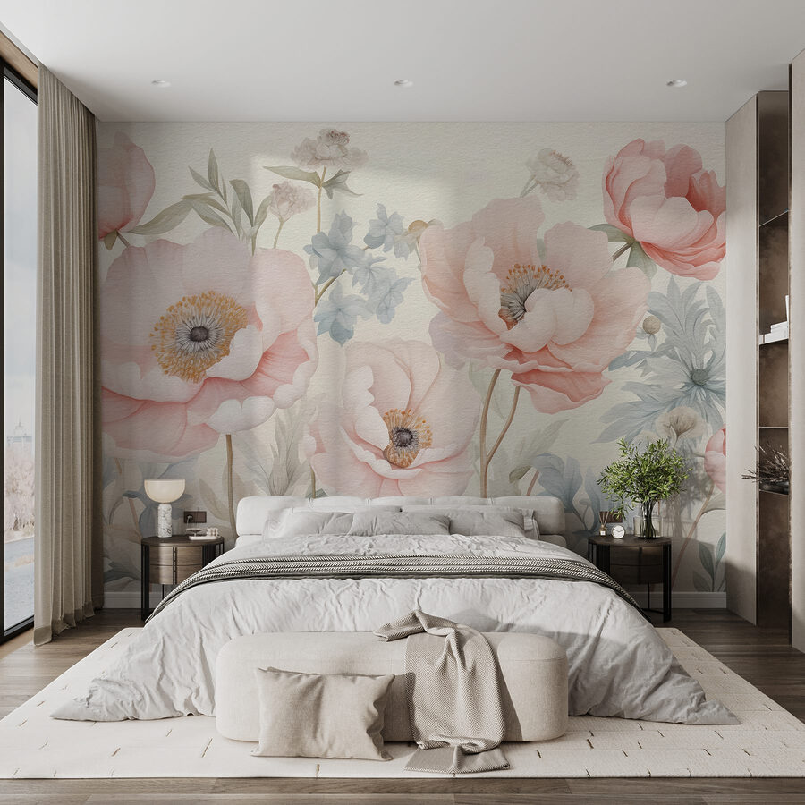 Pittura di fiori su una parete Pittura di fiori su una parete