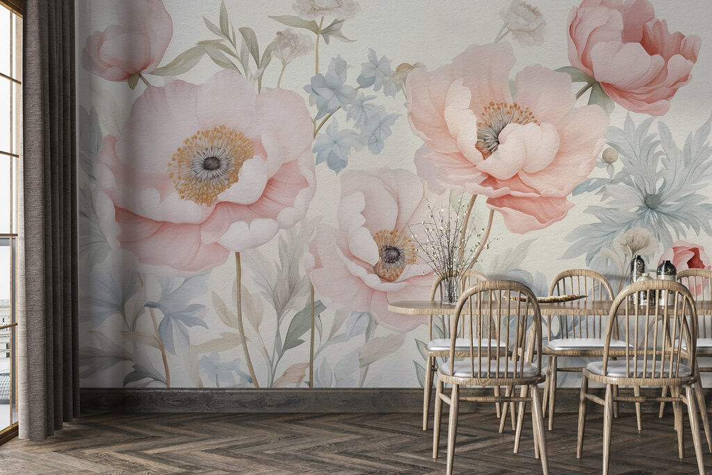 Painting of flowers on a wall Painting of flowers on a wall