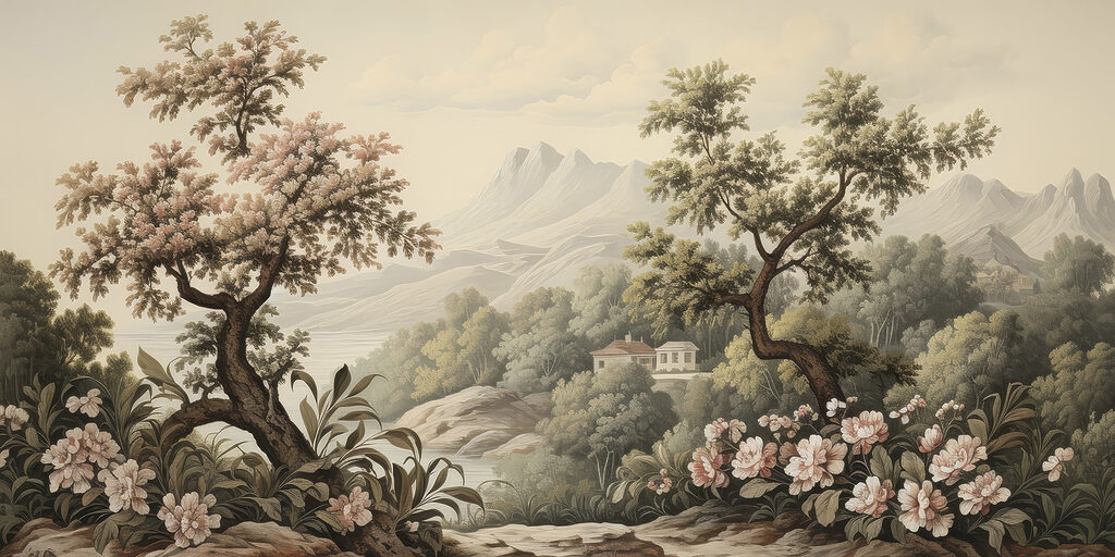 Paesaggio con alberi e fiori Paesaggio con alberi e fiori