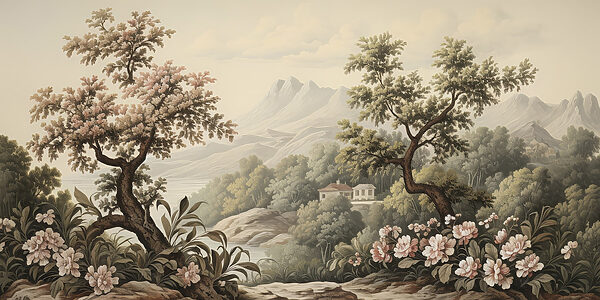 Paesaggio con alberi e fiori Paesaggio con alberi e fiori