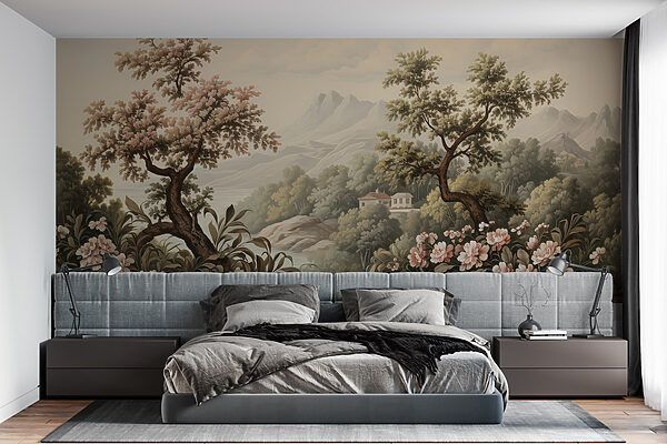 Paesaggio con alberi e fiori Paesaggio con alberi e fiori