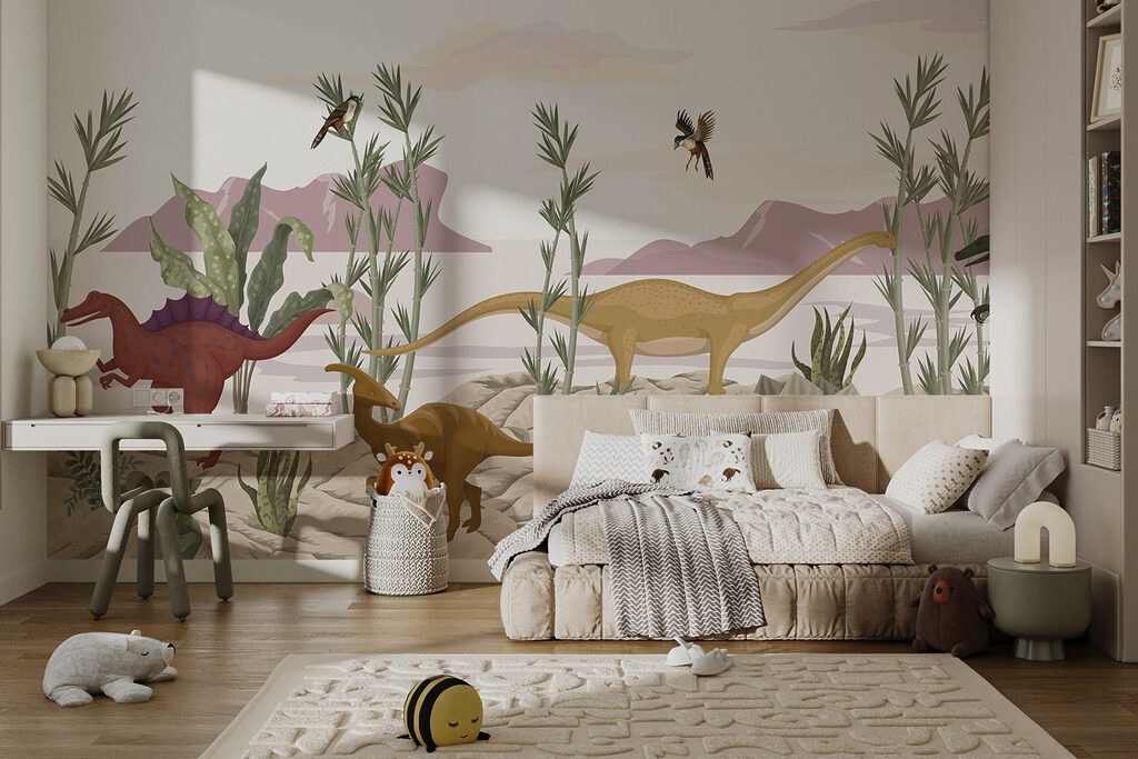 Group of dinosaurs in a desert Group of dinosaurs in a desert