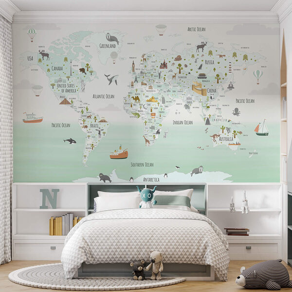 Mappa del mondo con animali Mappa del mondo con animali