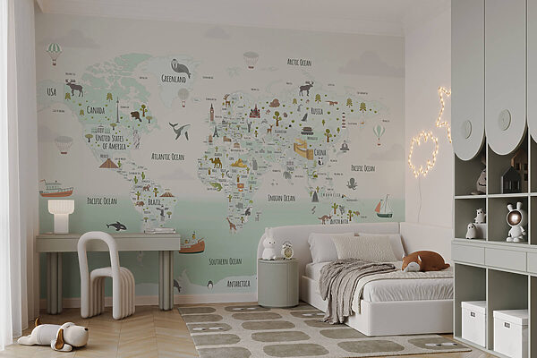 Mappa del mondo con animali Mappa del mondo con animali