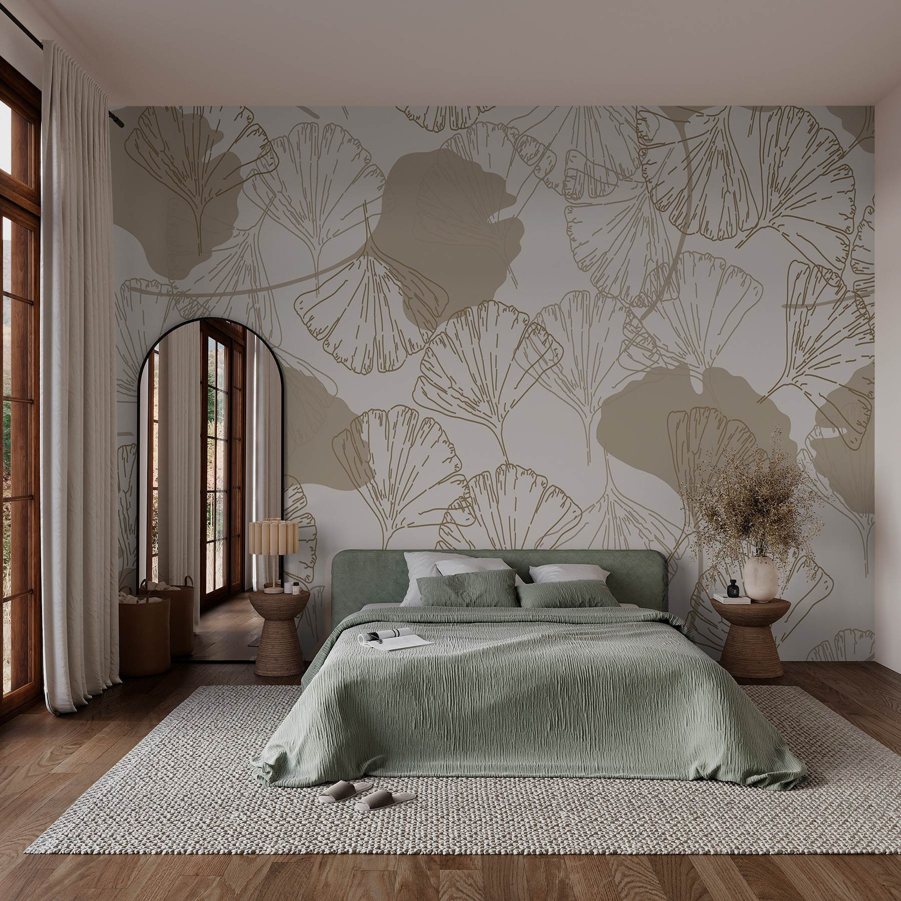 Pattern of leaves on a light background