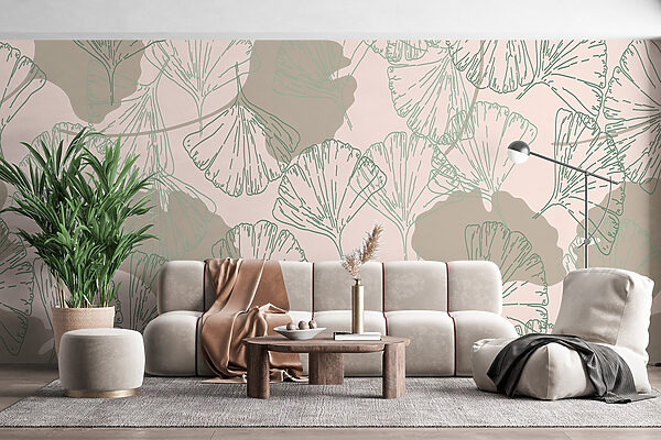 Pattern of leaves on a light background